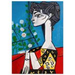 Cubist Portrait with Flowers Poster – Modern Abstract Woman Art Wall Print Fine Art Poster